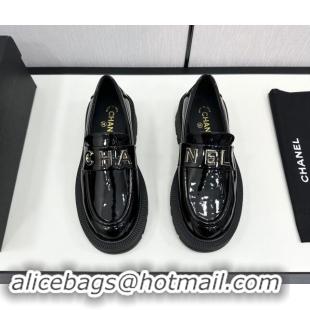 Classic Hot Chanel Patent Calfskin Loafers CH82904 Black 082904