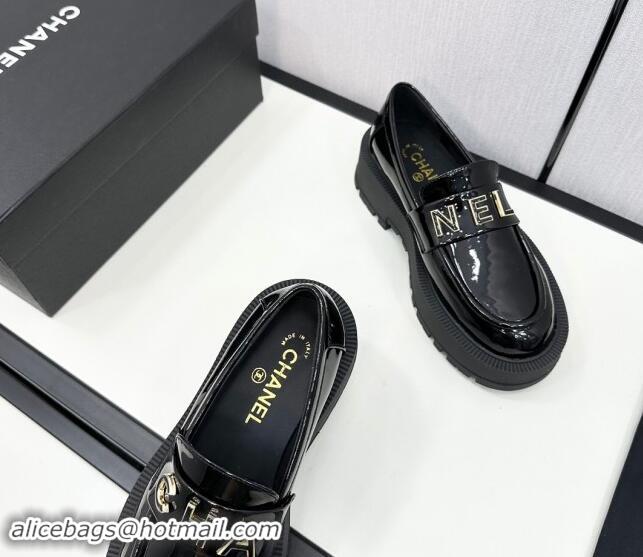 Classic Hot Chanel Patent Calfskin Loafers CH82904 Black 082904