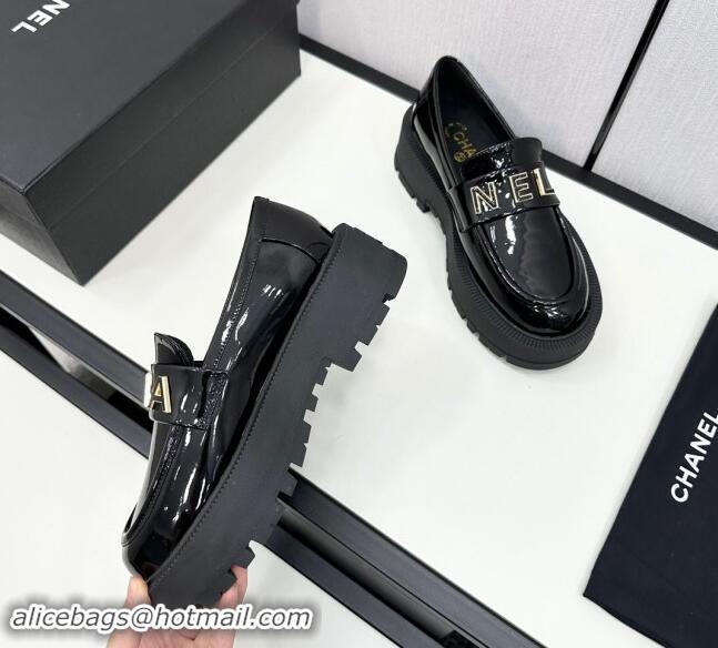 Classic Hot Chanel Patent Calfskin Loafers CH82904 Black 082904