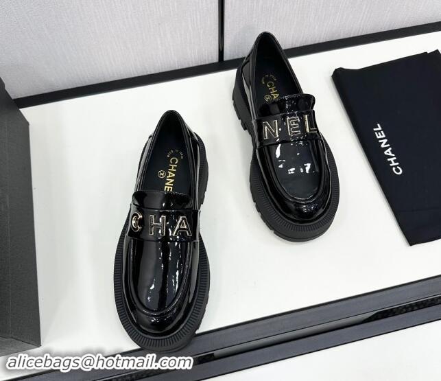 Classic Hot Chanel Patent Calfskin Loafers CH82904 Black 082904