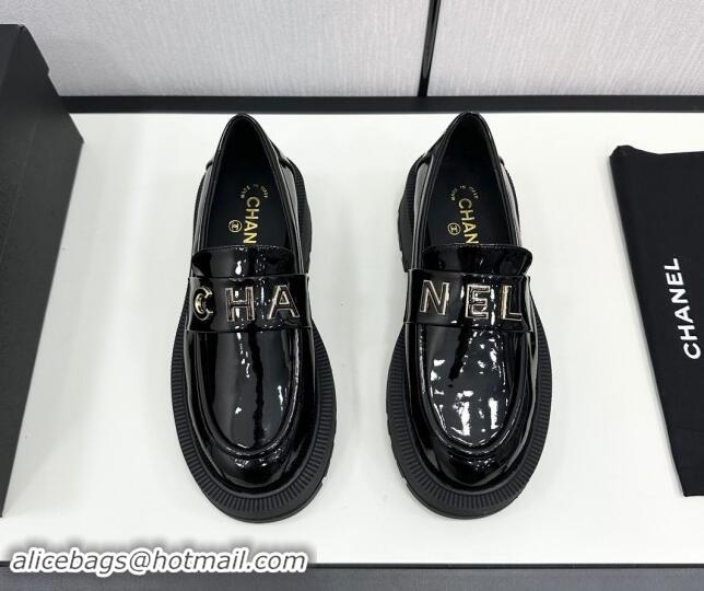 Classic Hot Chanel Patent Calfskin Loafers CH82904 Black 082904