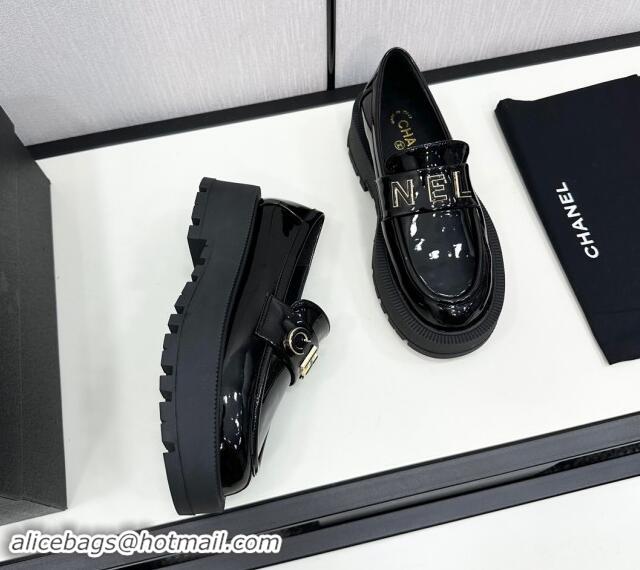 Classic Hot Chanel Patent Calfskin Loafers CH82904 Black 082904