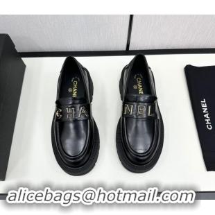 Good Quality Chanel Calfskin Loafers CH82906 Black 082906