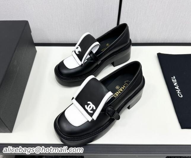 Unique Discount Chanel Calfskin Loafers CH82907 White/Black 082907