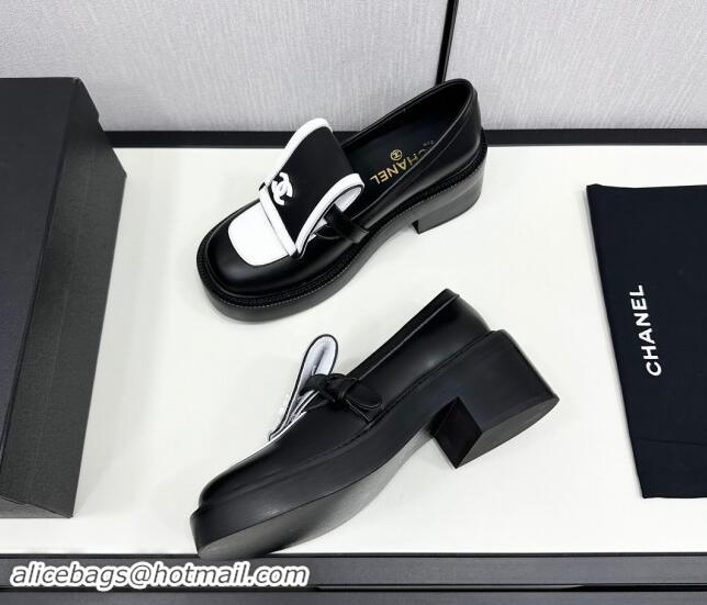 Unique Discount Chanel Calfskin Loafers CH82907 White/Black 082907