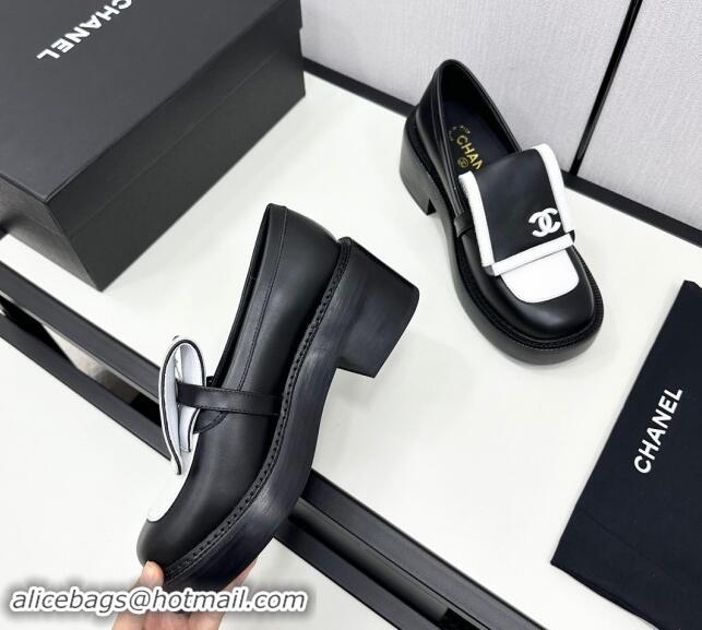 Unique Discount Chanel Calfskin Loafers CH82907 White/Black 082907