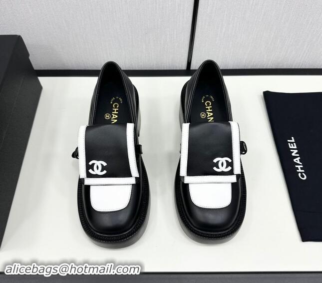 Unique Discount Chanel Calfskin Loafers CH82907 White/Black 082907