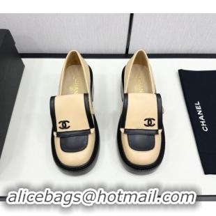 Popular Style Chanel Calfskin Loafers CH82908 Black/Beige 082908