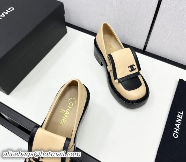 Popular Style Chanel Calfskin Loafers CH82908 Black/Beige 082908