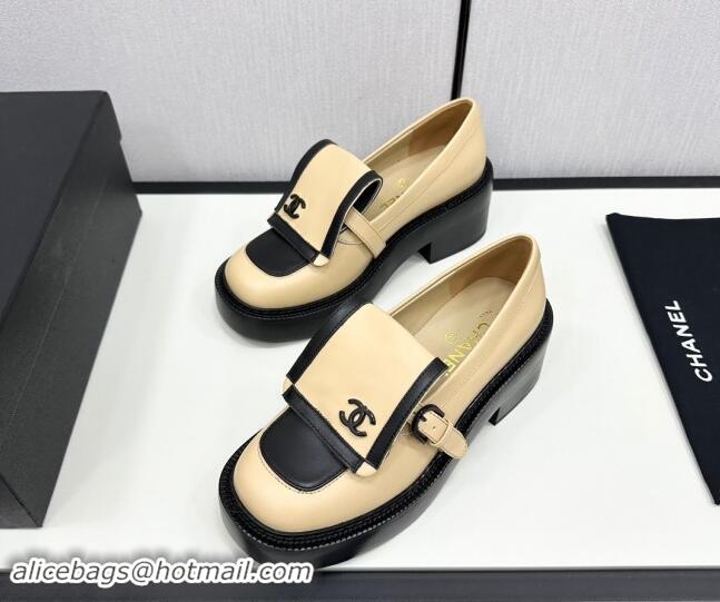 Popular Style Chanel Calfskin Loafers CH82908 Black/Beige 082908