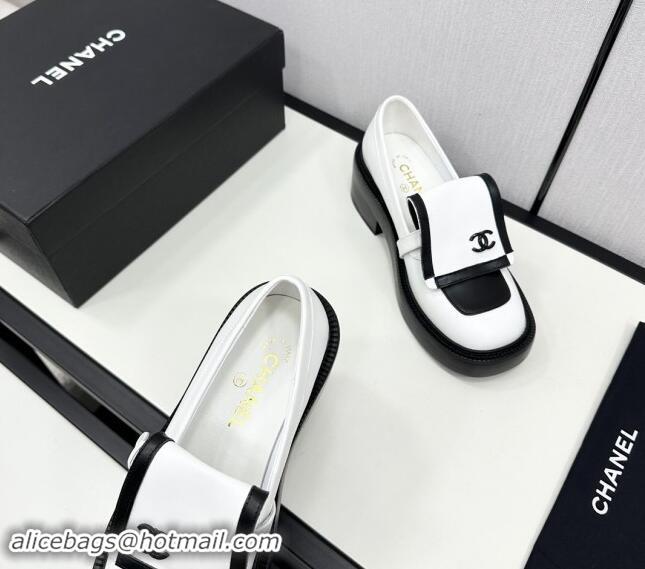 Good Product Chanel Calfskin Loafers CH82909 Black/White 082909