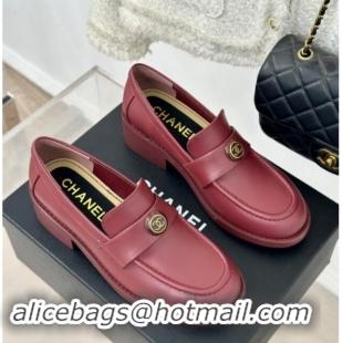 Sophisticated Chanel Calfskin Loafers CH82910 Burgundy 082910