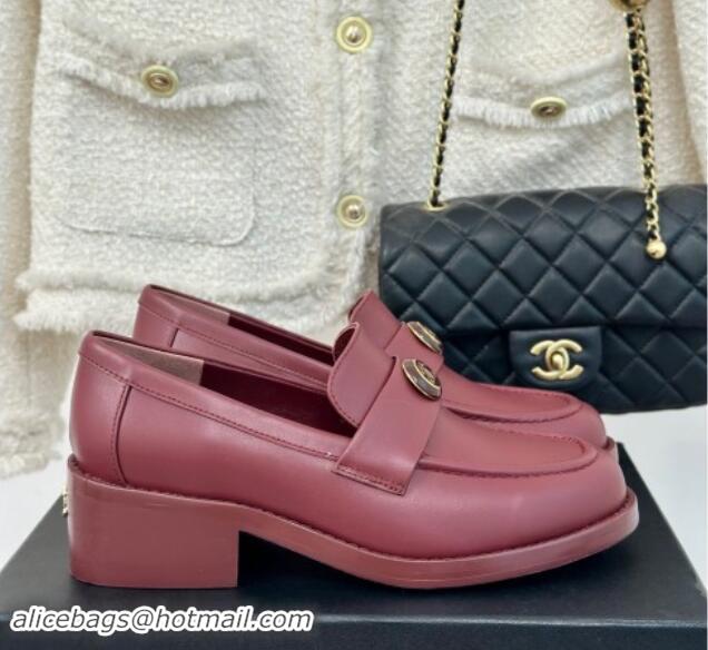 Sophisticated Chanel Calfskin Loafers CH82910 Burgundy 082910