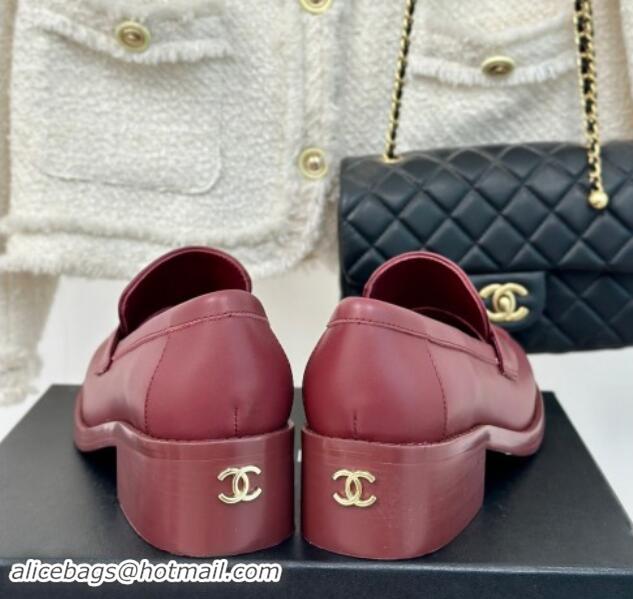 Sophisticated Chanel Calfskin Loafers CH82910 Burgundy 082910