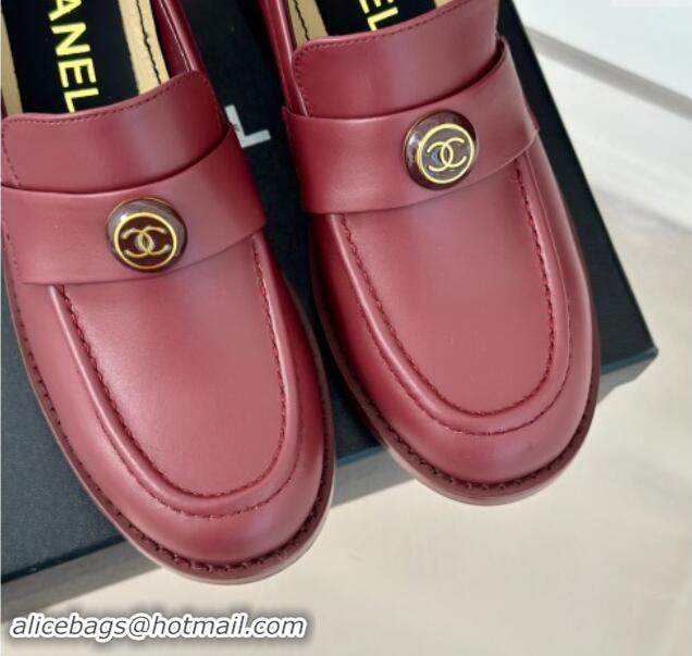 Sophisticated Chanel Calfskin Loafers CH82910 Burgundy 082910