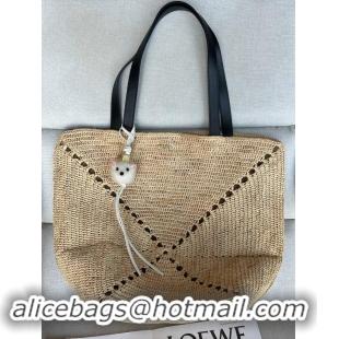 Top Quality Loewe Large Puzzle Fold Raffia Tote Bag 9031 Beige 2024 (No Charm)