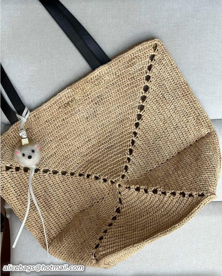 Top Quality Loewe Large Puzzle Fold Raffia Tote Bag 9031 Beige 2024 (No Charm)