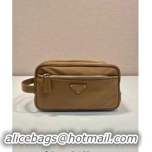 Top Quality Prada Mens Re-Nylon and leather pouch 2NA819 Cork Beige 2024 