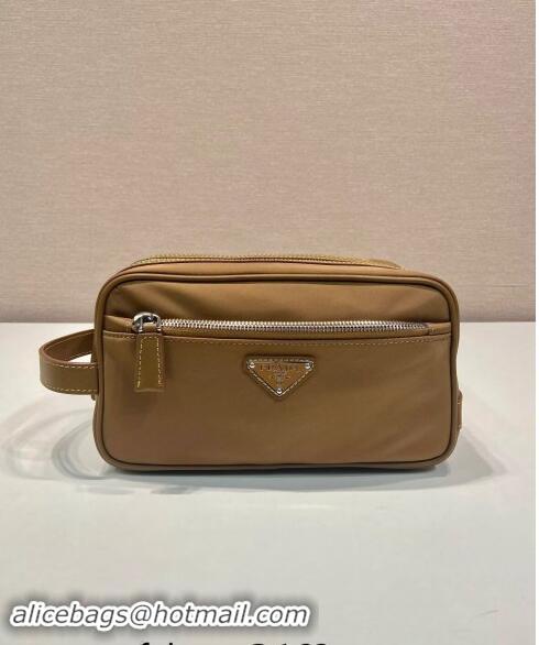 Top Quality Prada Mens Re-Nylon and leather pouch 2NA819 Cork Beige 2024 