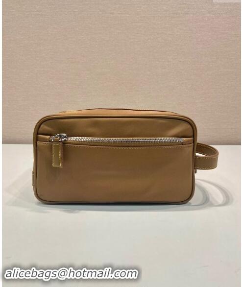 Top Quality Prada Mens Re-Nylon and leather pouch 2NA819 Cork Beige 2024 