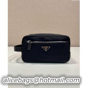 Luxury Discount Prada Mens Re-Nylon and leather pouch 2NA819 Black 2024