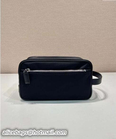 Luxury Discount Prada Mens Re-Nylon and leather pouch 2NA819 Black 2024