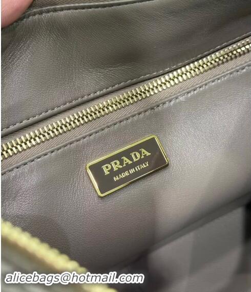 Classic Specials Prada Aimee Leather Hobo Bag 1BC228 Dark Grey 2024