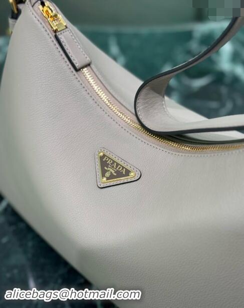 Classic Specials Prada Aimee Leather Hobo Bag 1BC228 Dark Grey 2024