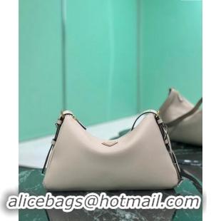 Unique Style Prada Aimee Leather Hobo Bag 1BC228 Light Grey 2024