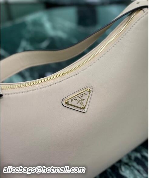 Unique Style Prada Aimee Leather Hobo Bag 1BC228 Light Grey 2024