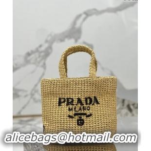 Low Cost Prada Small Crochet Tote bag 1BG422 Khaki 2024