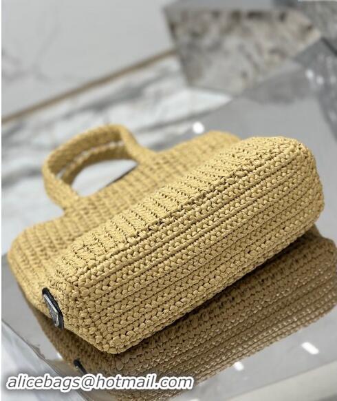 Low Cost Prada Small Crochet Tote bag 1BG422 Khaki 2024