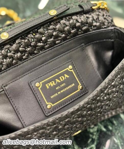 Pretty Style Prada Crochet Chain shoulder bag 1BF135 Black 2024