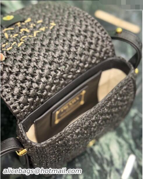 Buy New Cheap Prada Crochet and leather shoulder bag 1BD362 Black 2024