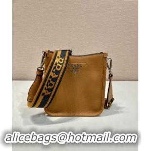 Modern Classic Prada Grained Leather Mini Shoulder Bag 1BH191 Caramel Brown 2024