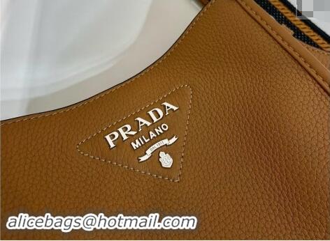 Modern Classic Prada Grained Leather Mini Shoulder Bag 1BH191 Caramel Brown 2024