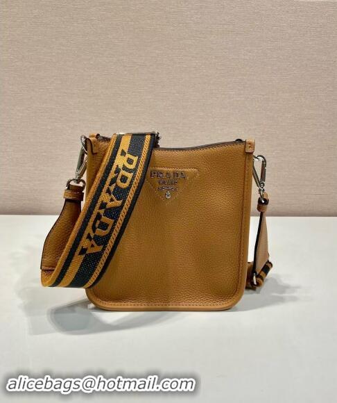 Modern Classic Prada Grained Leather Mini Shoulder Bag 1BH191 Caramel Brown 2024