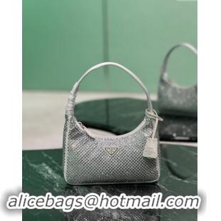 Grade Discount Prada Re-Edition 2000 Strass Mini Hobo Bag 1NE515 White 2024