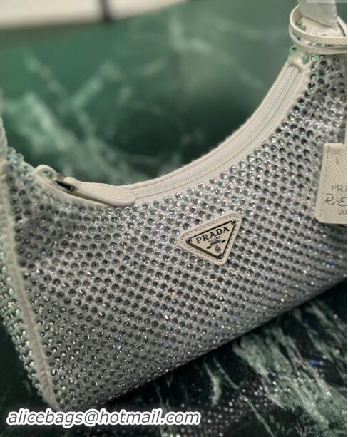 Grade Discount Prada Re-Edition 2000 Strass Mini Hobo Bag 1NE515 White 2024