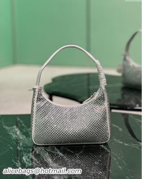 Grade Discount Prada Re-Edition 2000 Strass Mini Hobo Bag 1NE515 White 2024