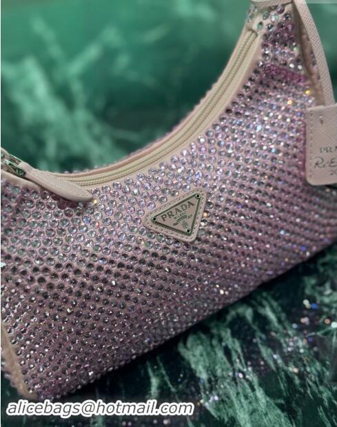 Fashion Show Collection Prada Re-Edition 2000 Strass Mini Hobo Bag 1NE515 Pink 2024