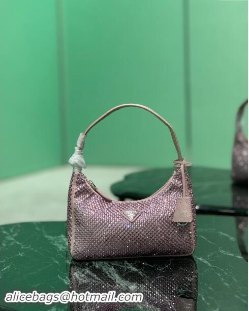 Fashion Show Collection Prada Re-Edition 2000 Strass Mini Hobo Bag 1NE515 Pink 2024