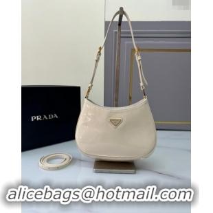 Top Design Prada Cleo patent leather bag 1BC169 White 2024