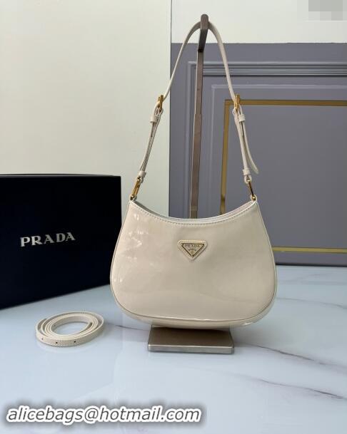 Top Design Prada Cleo patent leather bag 1BC169 White 2024