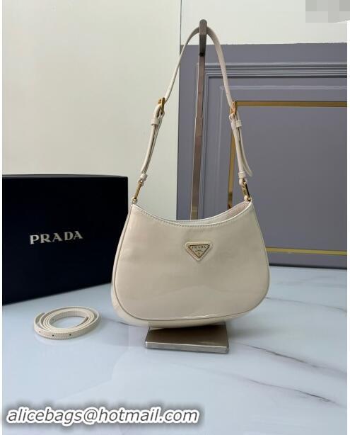 Top Design Prada Cleo patent leather bag 1BC169 White 2024