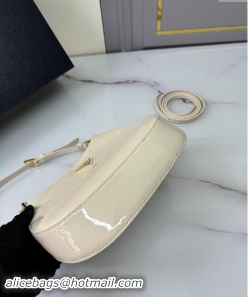 Top Design Prada Cleo patent leather bag 1BC169 White 2024