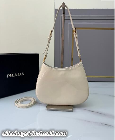 Top Design Prada Cleo patent leather bag 1BC169 White 2024