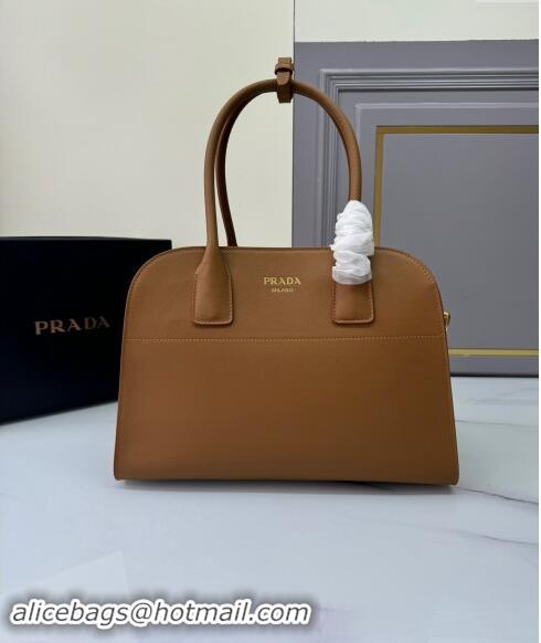 Buy Discount Prada Medium leather tote bag 1BG538 Caramel Brown 2024