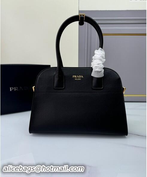 New Fashion Prada Medium leather tote bag 1BG538 Black 2024