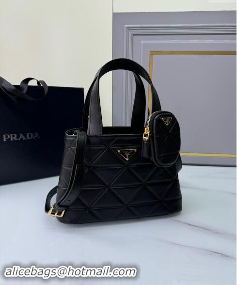 Top Grade Prada Small quilted leather tote bag 1BG548 Black 2024